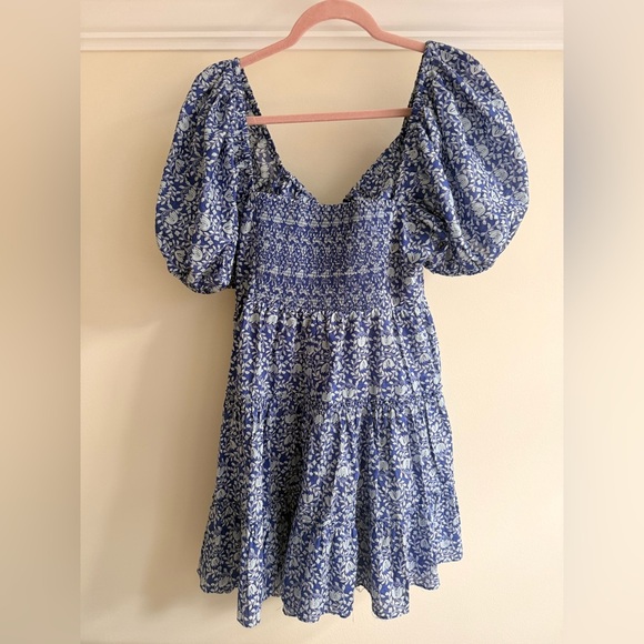 ZARA Puff Sleeve Block Print Sundress Mini dress size Large - Picture 5 of 7